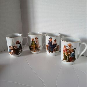 Vintage Gold Trim Norman Rockwell Authenic Museum Collectible Cups Mugs